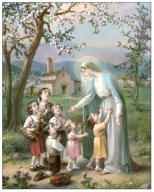 María con niños